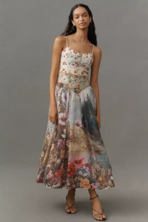 ANTHROPOLOGIE The Muse Basque-waist Midi Dress