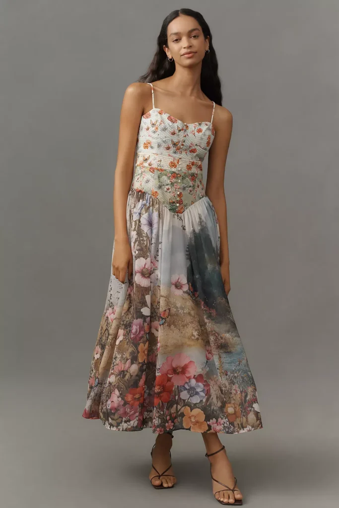 The Muse Basque-waist Midi Dress Full Size Image 1