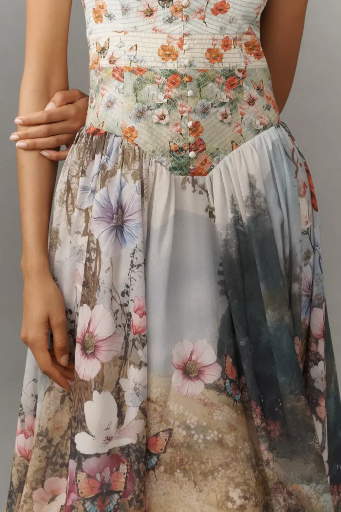 The Muse Basque-waist Midi Dress Full Size Image 2