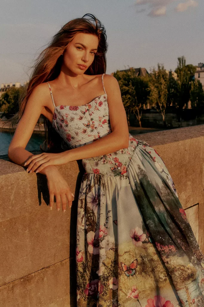The Muse Basque-waist Midi Dress Full Size Image 3