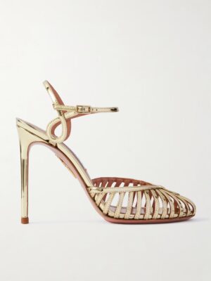 AQUAZZURA Sweet Surrender 105 Cutout Mirrored-leather Pumps