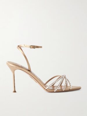 AQUAZZURA Tell Me Crystal-embellished Leather Sandals