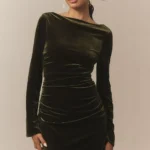 Eloise Boat Neck Stretch Velvet Maxi Dress Thumbnail 3