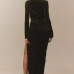 Eloise Boat Neck Stretch Velvet Maxi Dress Thumbnail 4