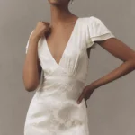 Ruffle V-Neck Textured Midi Dress Thumbnail 3