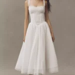 Sleeveless Corset Tulle Fit & Flare Midi Dress Thumbnail 1