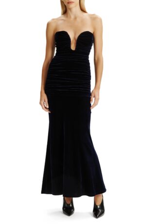BARDOT Elvira Velvet Strapless Gown