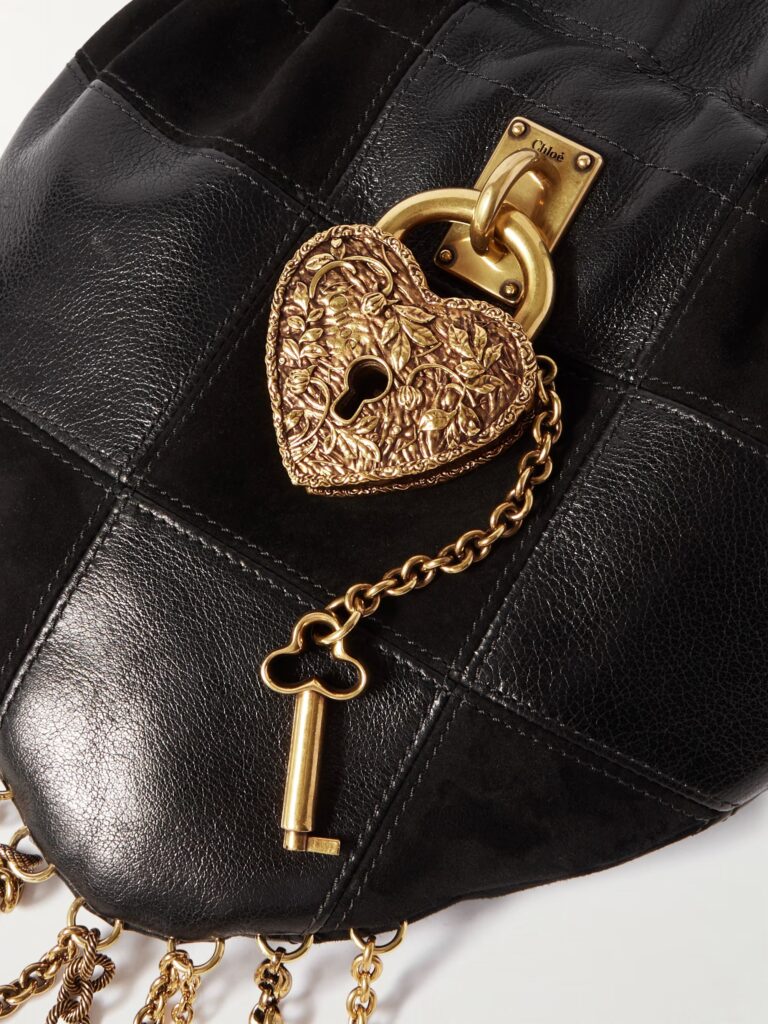 Château Treasures Patchwork Suede and Leather Shoulder Bag Full Size Image 3