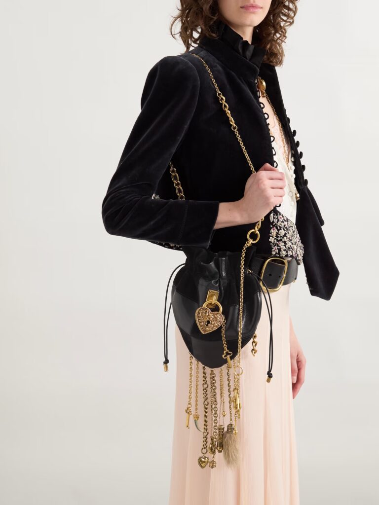 Château Treasures Patchwork Suede and Leather Shoulder Bag Full Size Image 4