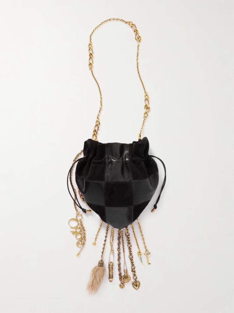 Château Treasures Patchwork Suede and Leather Shoulder Bag Full Size Image 2