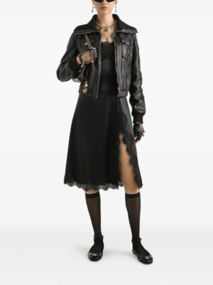 DOLCE & GABBANA Lace-embellished Satin Dress