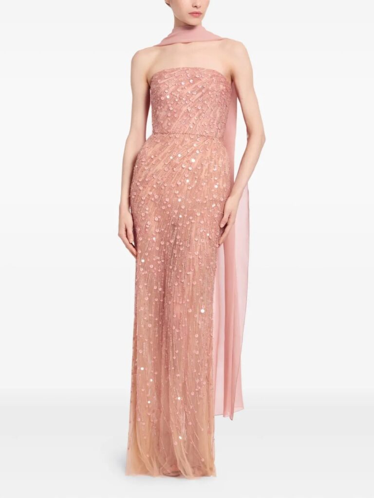 Bead-embroidered Strapless Maxi Dress Full Size Image 1