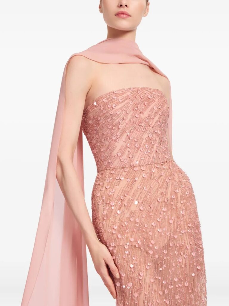 Bead-embroidered Strapless Maxi Dress Full Size Image 3