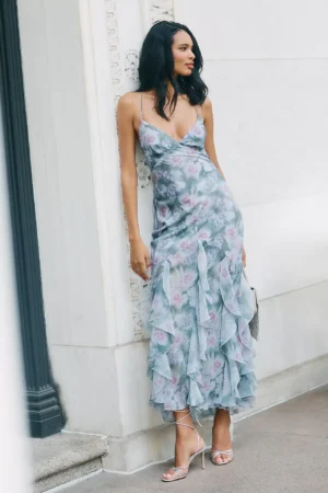 FOR LOVE & LEMONS Elea Ruffle Maxi Dress