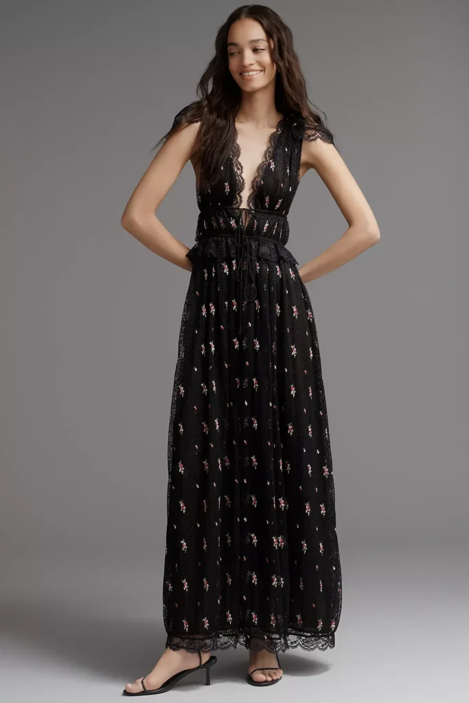 Poppy Plunge Lace Maxi Dress Full Size Image 1
