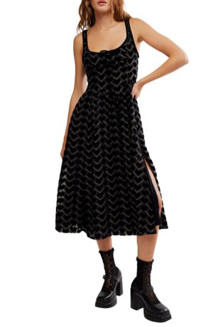 FREE PEOPLE Freya Burnout Velvet Midi Dress