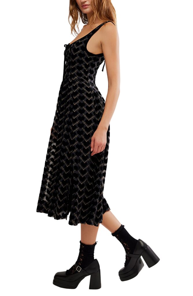 Freya Burnout Velvet Midi Dress Full Size Image 3
