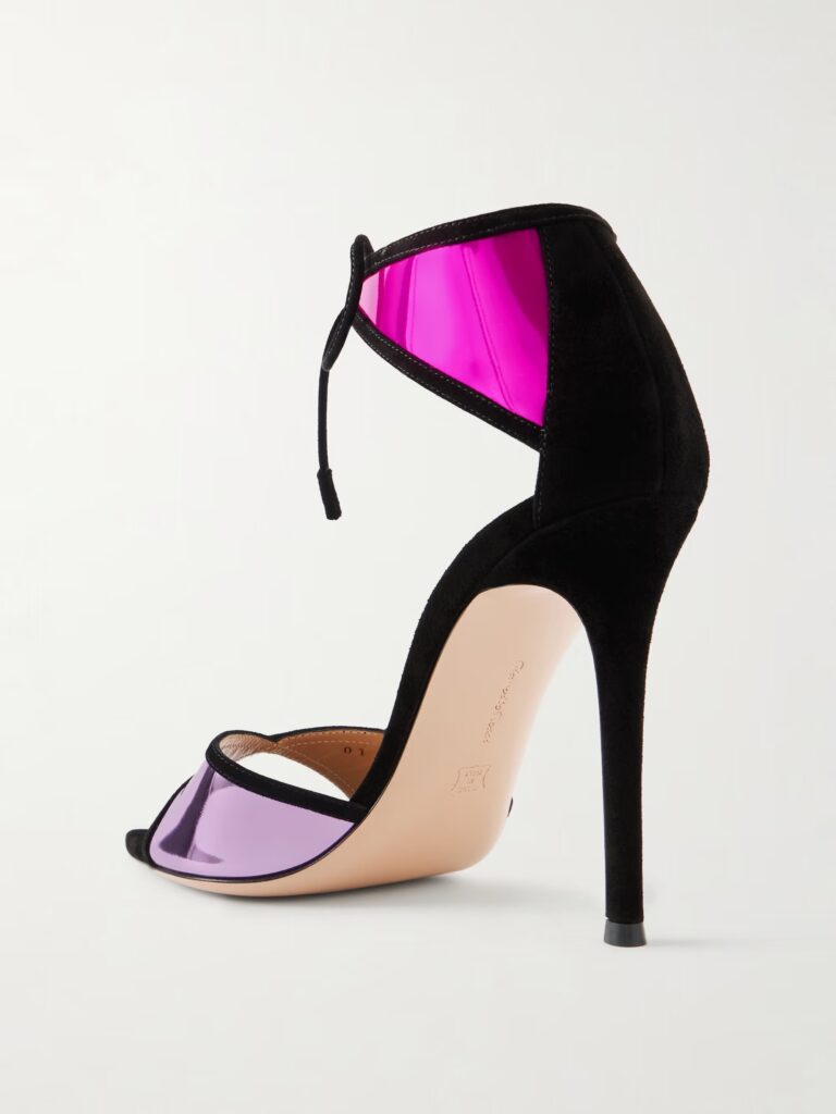 105 Suede-trimmed Mirrored-leather Sandals Full Size Image 4