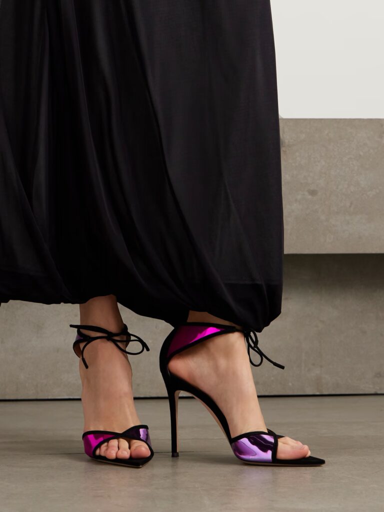 105 Suede-trimmed Mirrored-leather Sandals Full Size Image 3