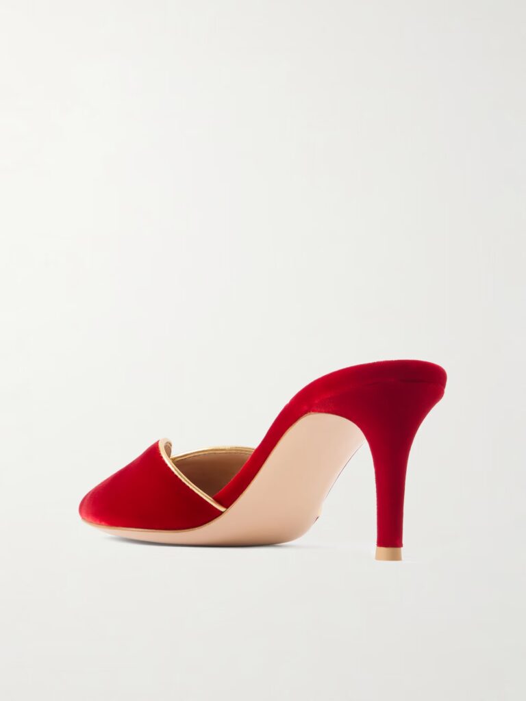 70 Leather-trimmed Velvet Mules Full Size Image 2