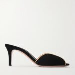 70 Leather-trimmed Velvet Mules Thumbnail 1