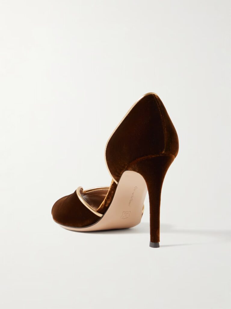 95 Metallic Leather-trimmed Velvet Pumps Full Size Image 2