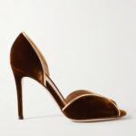 95 Metallic Leather-trimmed Velvet Pumps Thumbnail 1