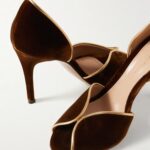 95 Metallic Leather-trimmed Velvet Pumps Thumbnail 4