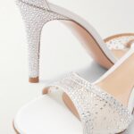 Rania 85 Crystal-embellished Organza-trimmed Suede Sandals Thumbnail 4