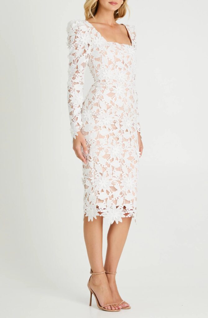 Olga Floral Appliqué Long Sleeve Dress Full Size Image 2