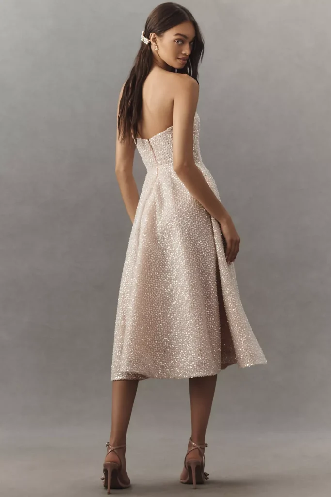 Vivi Strapless Beaded Fit & Flare Midi Dress Full Size Image 4