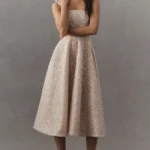 Vivi Strapless Beaded Fit & Flare Midi Dress Thumbnail 1