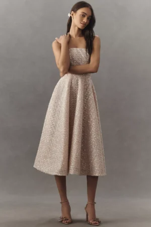 HELSI Vivi Strapless Beaded Fit & Flare Midi Dress