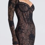 Lucienne Long Sleeve Stretch Lace Minidress Thumbnail 4