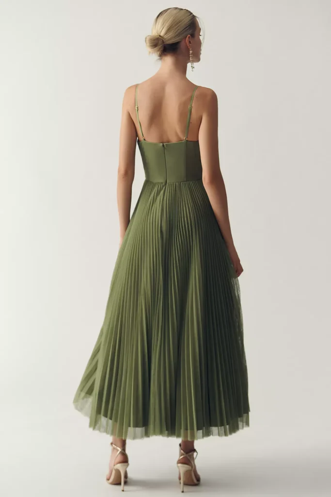 Amara Corset Pleated Tulle Fit & Flare Midi Dress Full Size Image 2