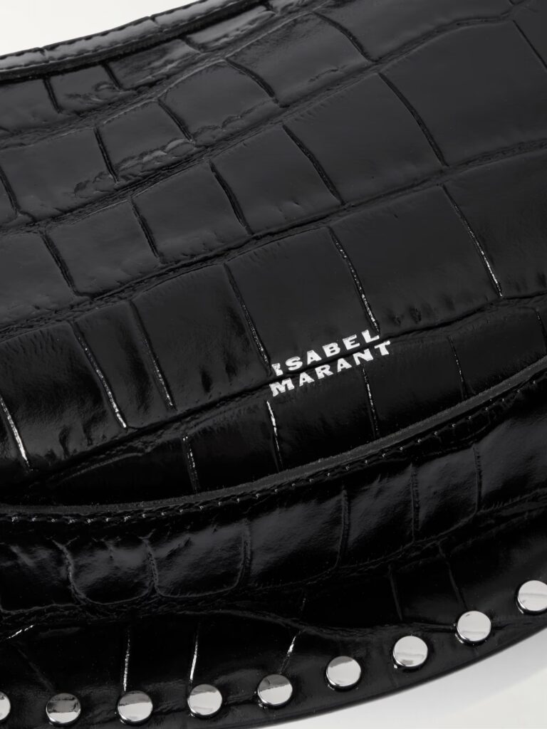 Oskan Moon Studded Croc-effect Patent-leather Shoulder Bag Full Size Image 3