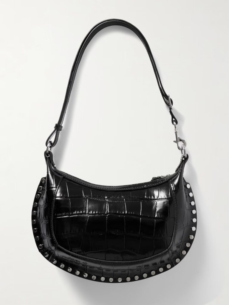 Oskan Moon Studded Croc-effect Patent-leather Shoulder Bag Full Size Image 2