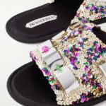 Embellished Sequined Grosgrain Slides Thumbnail 3