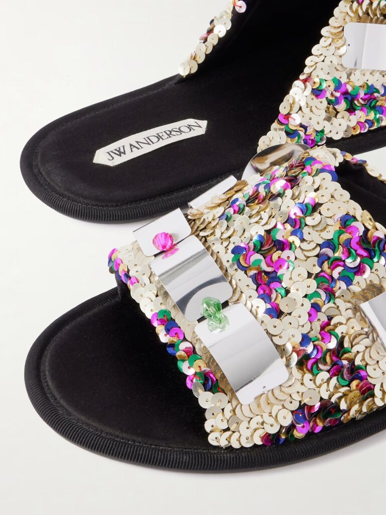 Embellished Sequined Grosgrain Slides Full Size Image 3