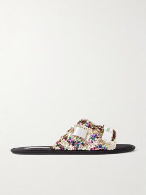 JW ANDERSON Embellished Sequined Grosgrain Slides