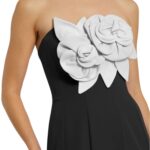 Crepe Strapless Mermaid Gown with 3D Flowers Thumbnail 3
