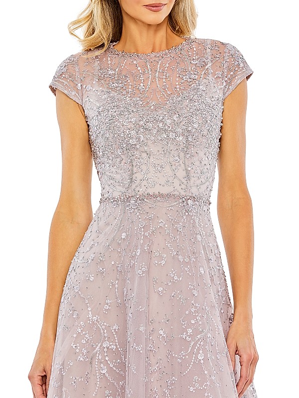 Embellished Jewel Neck A-Line Cocktail Dress Full Size Image 2