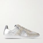 Distressed Metallic Suede and Leather-trimmed Shell Sneakers Thumbnail 1