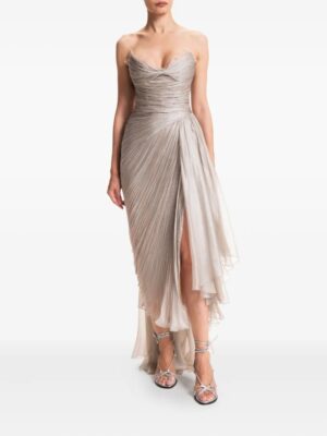 MARIA LUCIA HOHAN Pleated Lace-trim Gown