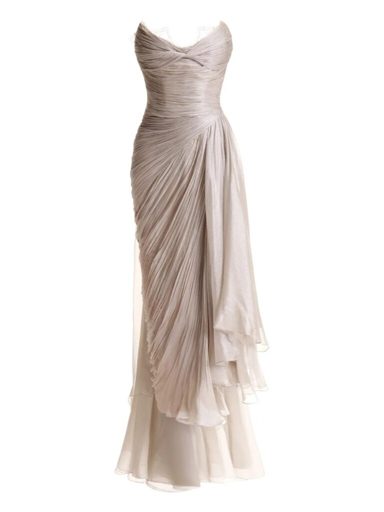 Pleated Lace-trim Gown Full Size Image 4