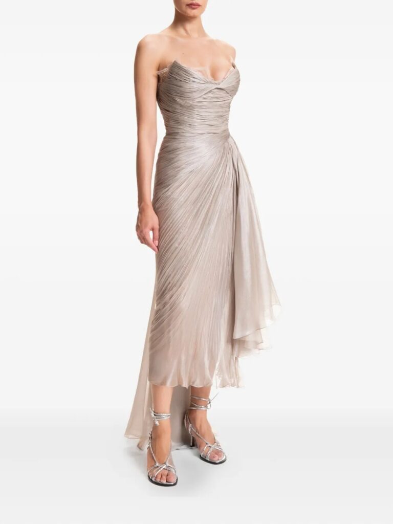 Pleated Lace-trim Gown Full Size Image 5