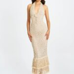 Faelyn Double Fringe Crochet Halter Maxi Dress Thumbnail 2