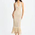 Faelyn Double Fringe Crochet Halter Maxi Dress Thumbnail 1