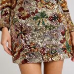 Camile Embellished Long Sleeve Sheath Cocktail Dress Thumbnail 3