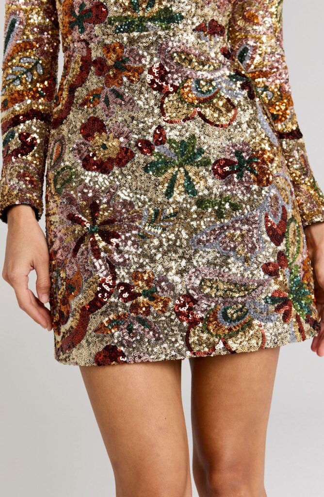 Camile Embellished Long Sleeve Sheath Cocktail Dress Full Size Image 3